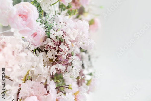 Fotografie Flower wall, wedding backdrop, floral hand made decoration