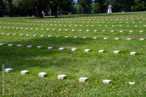 Grave stones at Soldiers' National Cemetery in Gettysburg