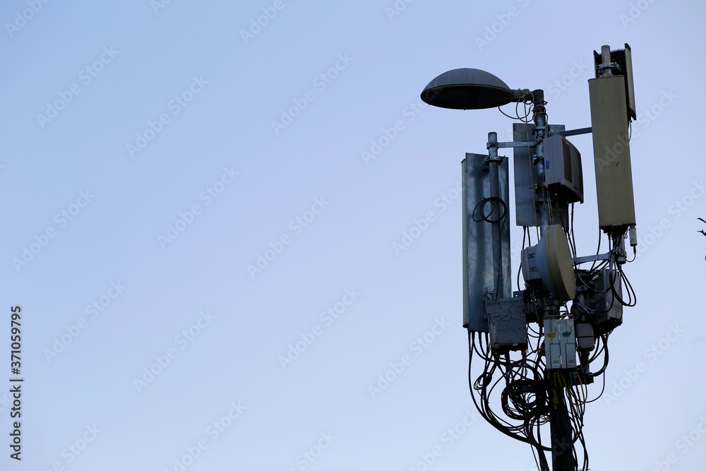 3G, 4G, 5G telecommunication voice and data antennas are seen in a street light pole of the city of Istanbul, Turkey. 3G, 4G, 5G telecommunication voice and data antennas are seen in a street light pole of the city of Istanbul, Turkey.