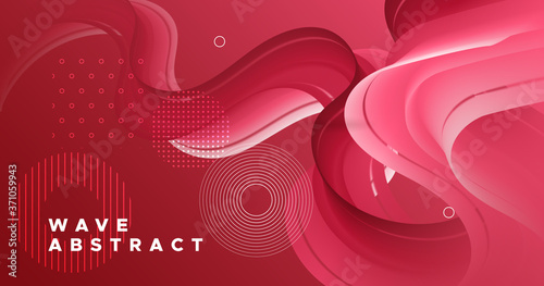 Flowing Fluid. 3d Poster. Red Dynamic Template. 