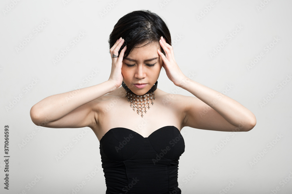 Portrait of young beautiful Asian woman with short hair Portrait of young beautiful Asian woman with short hair