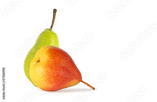 two ripe delicious juicy pears isolated on white background
