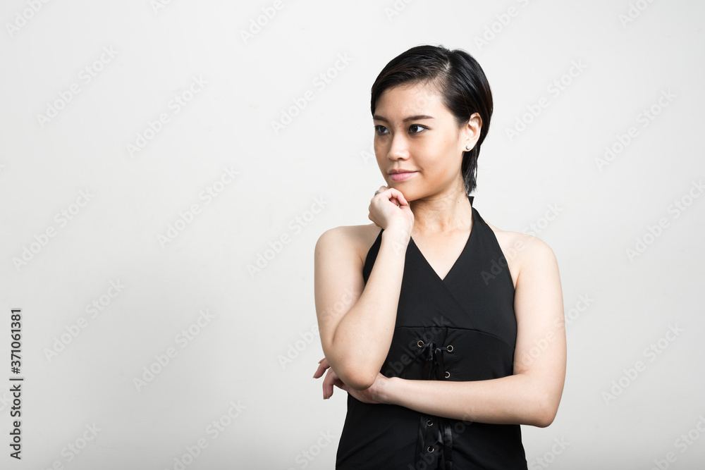 Portrait of young beautiful Asian woman with short hair Portrait of young beautiful Asian woman with short hair