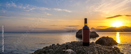 Bottle of wine at sea
