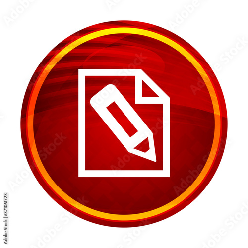 Pencil in page icon creative red round button illustration design