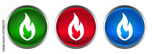 Fire flame icon supreme round button set design illustration