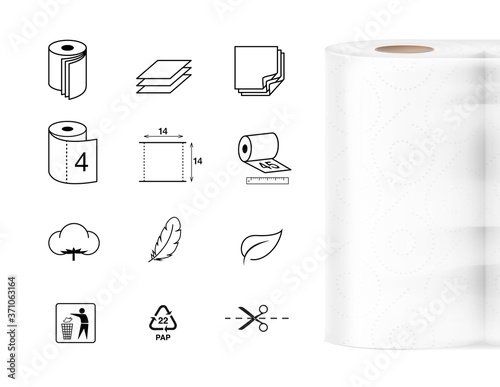 Set of icons for paper. Vector illustration isolated on white background. Easy to use for presentation your product, design. EPS10.