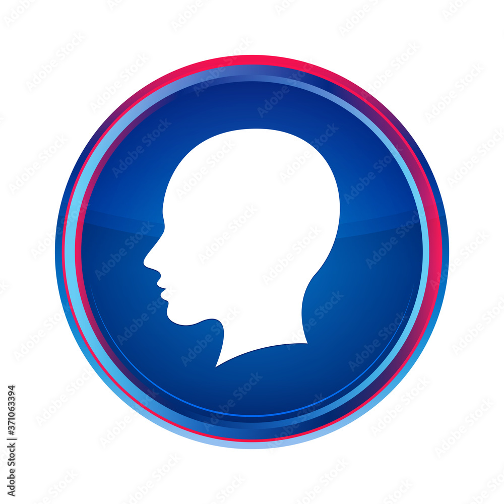 Head female face icon silky blue round button aqua design illustration Head female face icon silky blue round button aqua design illustration
