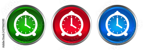 Alarm clock icon supreme round button set design illustration