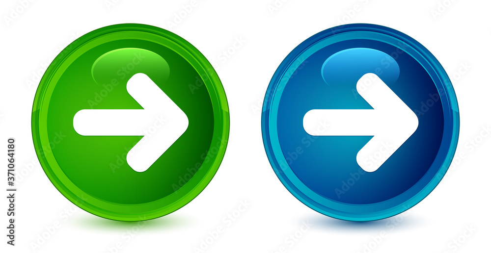 Next arrow icon artistic shiny glossy blue and green round button set Next arrow icon artistic shiny glossy blue and green round button set