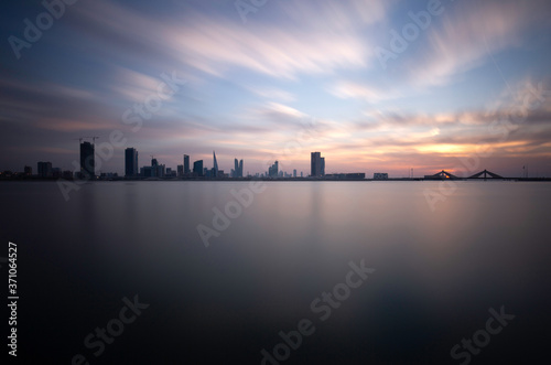 Bahrain skyline during sunset  Bahrain
