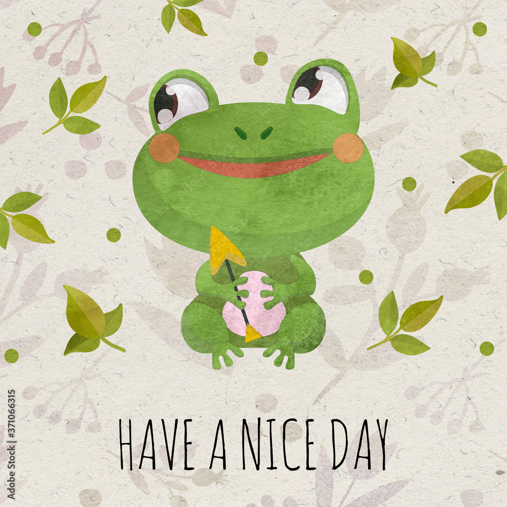 Lovely cute illustration with the baby frog. Have a nice day. Baby ...