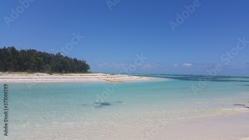 tropical beach with blue sky in Mauritius © Priya