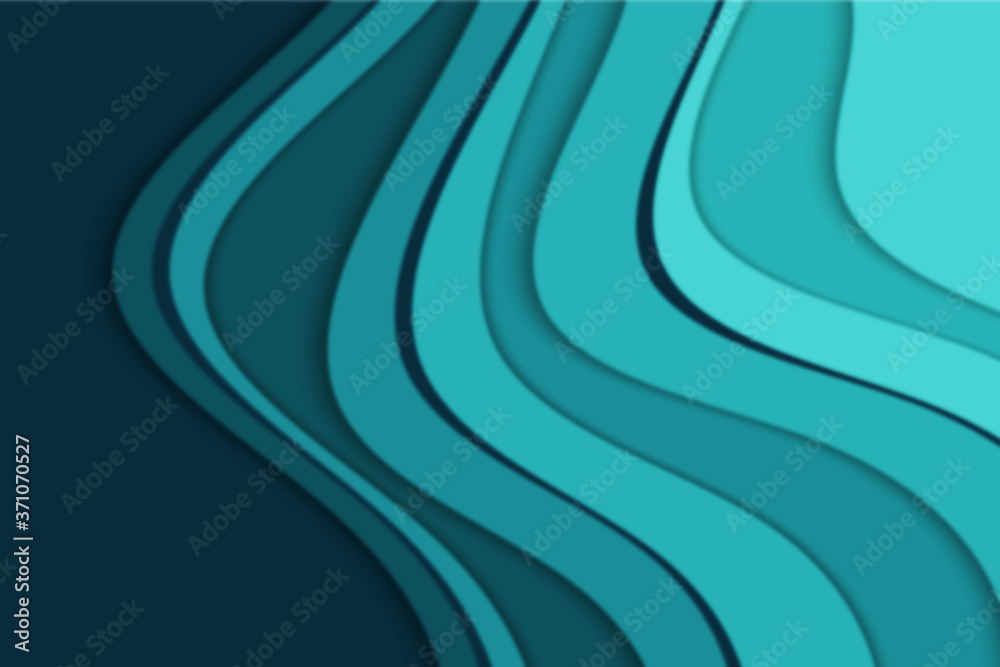 Abstract curved wave with blur effect for your design. Illustration with curves lines. Wavy paper cut background. Blur.