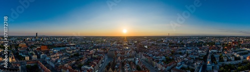 Panoramic drone aerial view on Wroclaw city