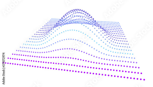 Data slice in the volume function of point data. Three-dimensional flow information. The bulge of the mountain science.