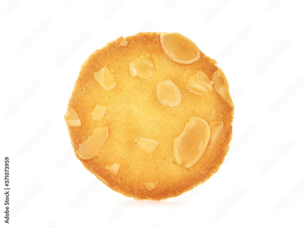 Almond flake cookie isolated on white