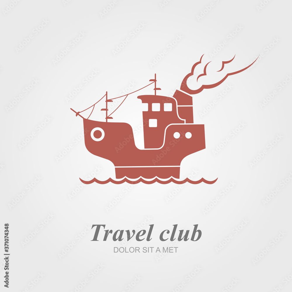 Travel Club Abstract Logo vector design element template, Creative concept logotype yacht swim in the ocean, Vector illustration Eps 10