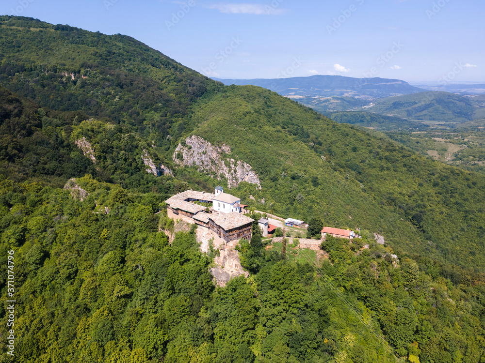 Aerial view of Medieval Glozhene Monastery, Bulgaria