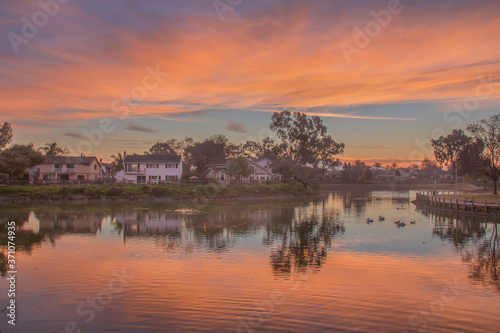 Fototapeta Naklejka Na Ścianę i Meble -  Suburban Landscape at Sunset