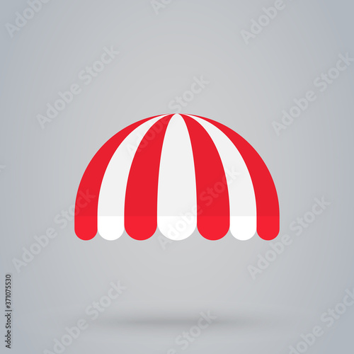 Store striped awning or Sunshade store shop tent vector illustration. colorful striped symbol Flat style.
