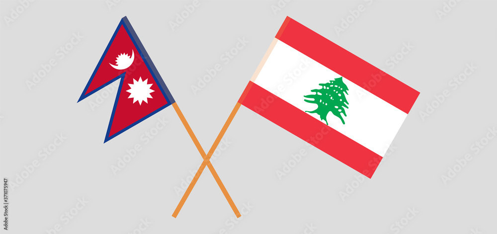 Crossed flags of Lebanon and Nepal Crossed flags of Lebanon and Nepal