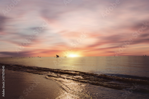 African sunset at Maputo beach in Mozambique