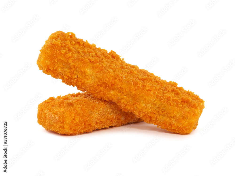 Fish fingers or sticks isolated on white Fish fingers or sticks isolated on white