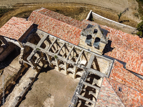 Aerial view of the abandoned abbey of Santa Maria de RIoseco. photo