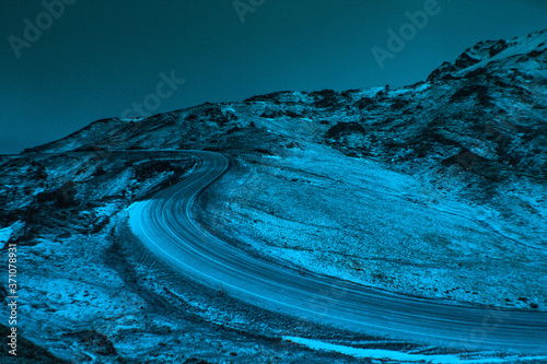 Iceland blue road winter snow