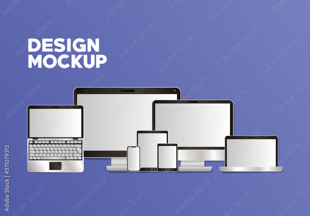 Mockup technology set design of corporate identity template and branding theme Vector illustration
