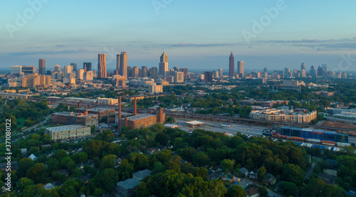 Photography Downtown Atlanta,  Aerial View From the South East, 2020