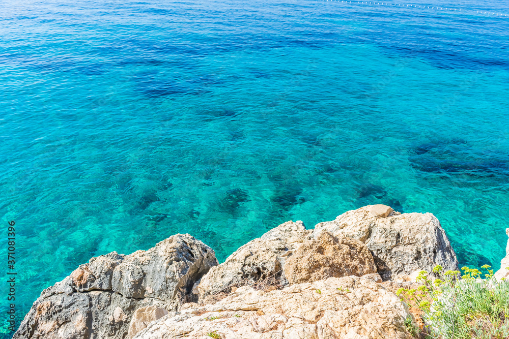 Cliffs over the Adriatic Sea next to Jagodna Beach, Hvar, Croatia Cliffs over the Adriatic Sea next to Jagodna Beach, Hvar, Croatia