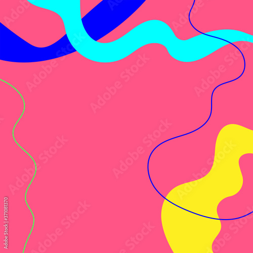 Bright square background with abstract shapes drawn by hand. Modern vector illustration.