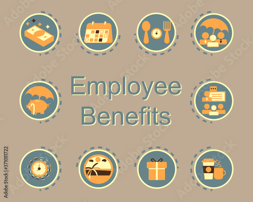 Employee benefits sign with icons