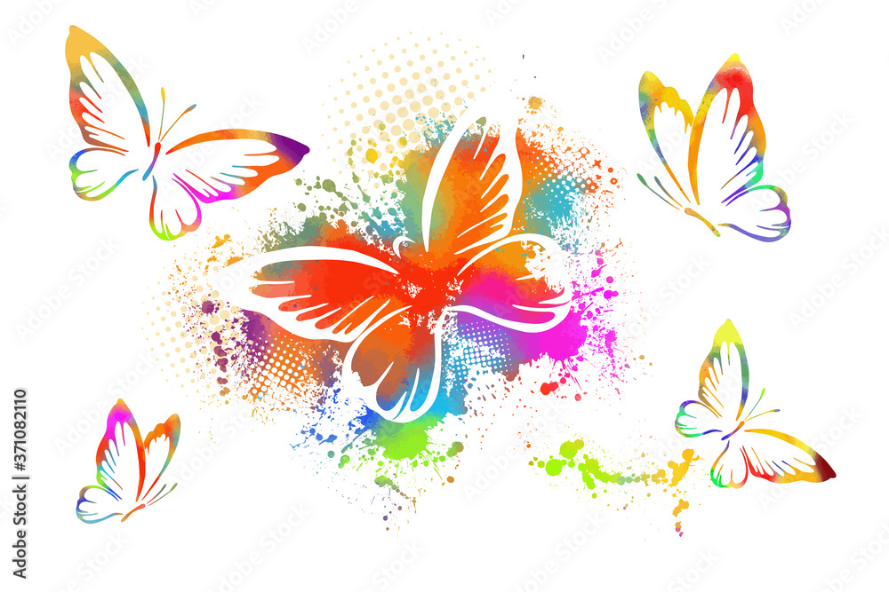 The abstract butterflies is multicolored. Vector illustration