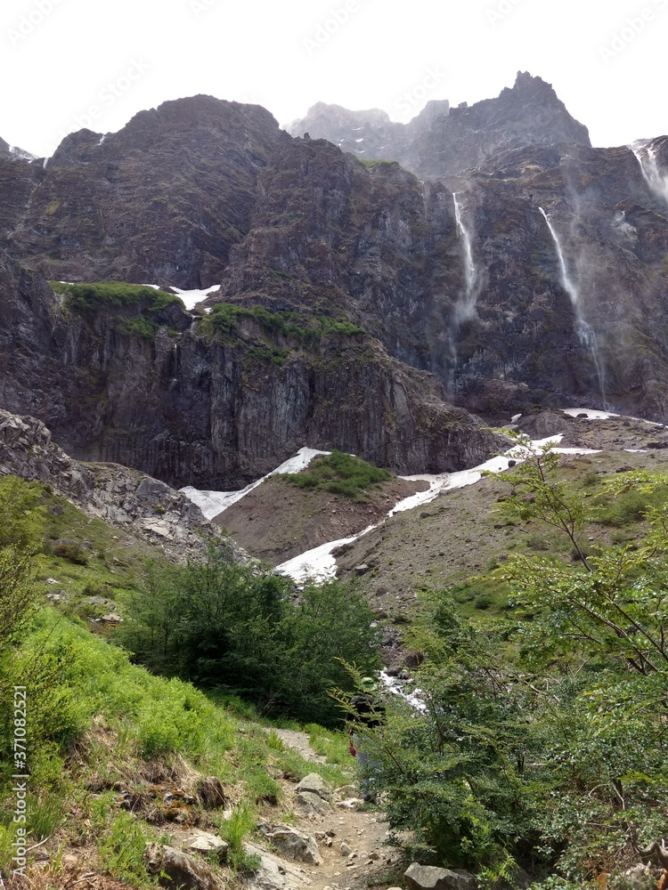 waterfall in the mountains Cerro Tronador