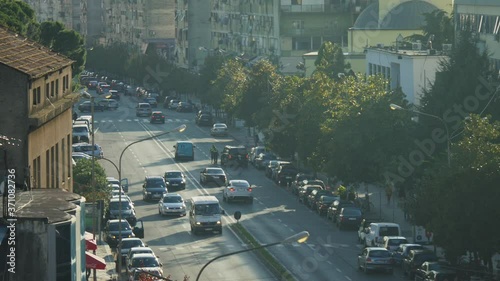 Shot in Shkodër in Albania, cars on a round