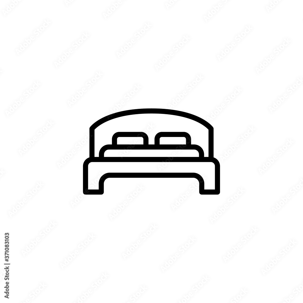 Front Bed icon  in black line style icon, style isolated on white background
