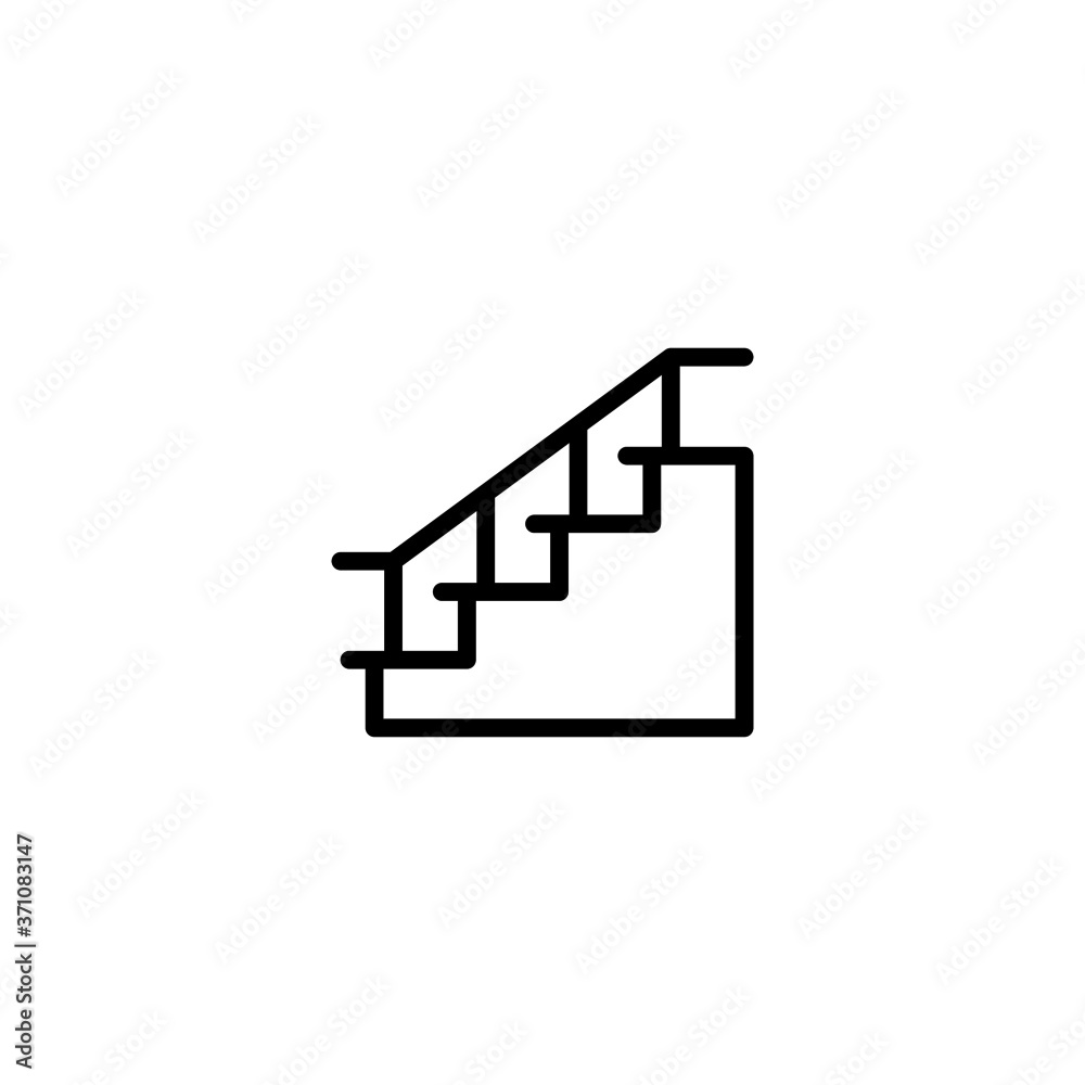 Staircase icon in black line style icon, style isolated on white background Staircase icon in black line style icon, style isolated on white background