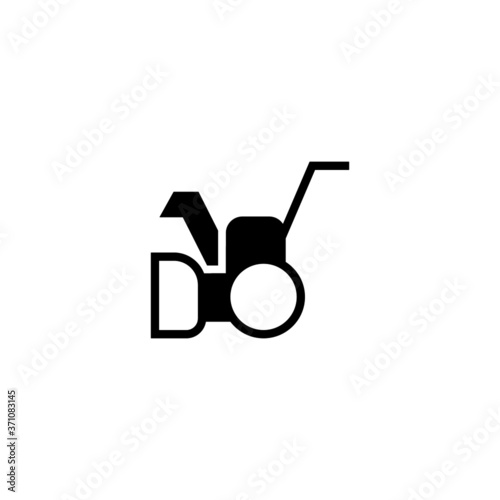 Mini snow removal, snow blower icon in black flat glyph, filled style isolated on white background