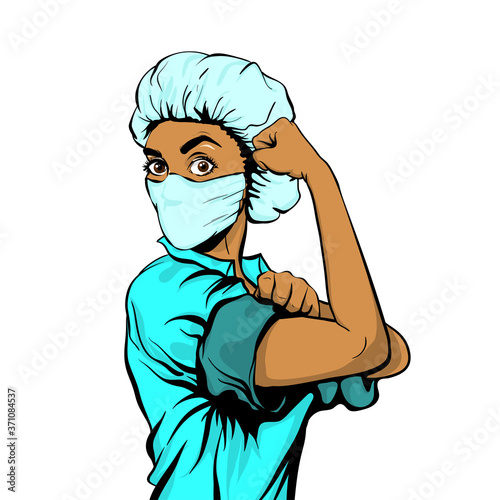 We Can Do It woman doctor in medical mask