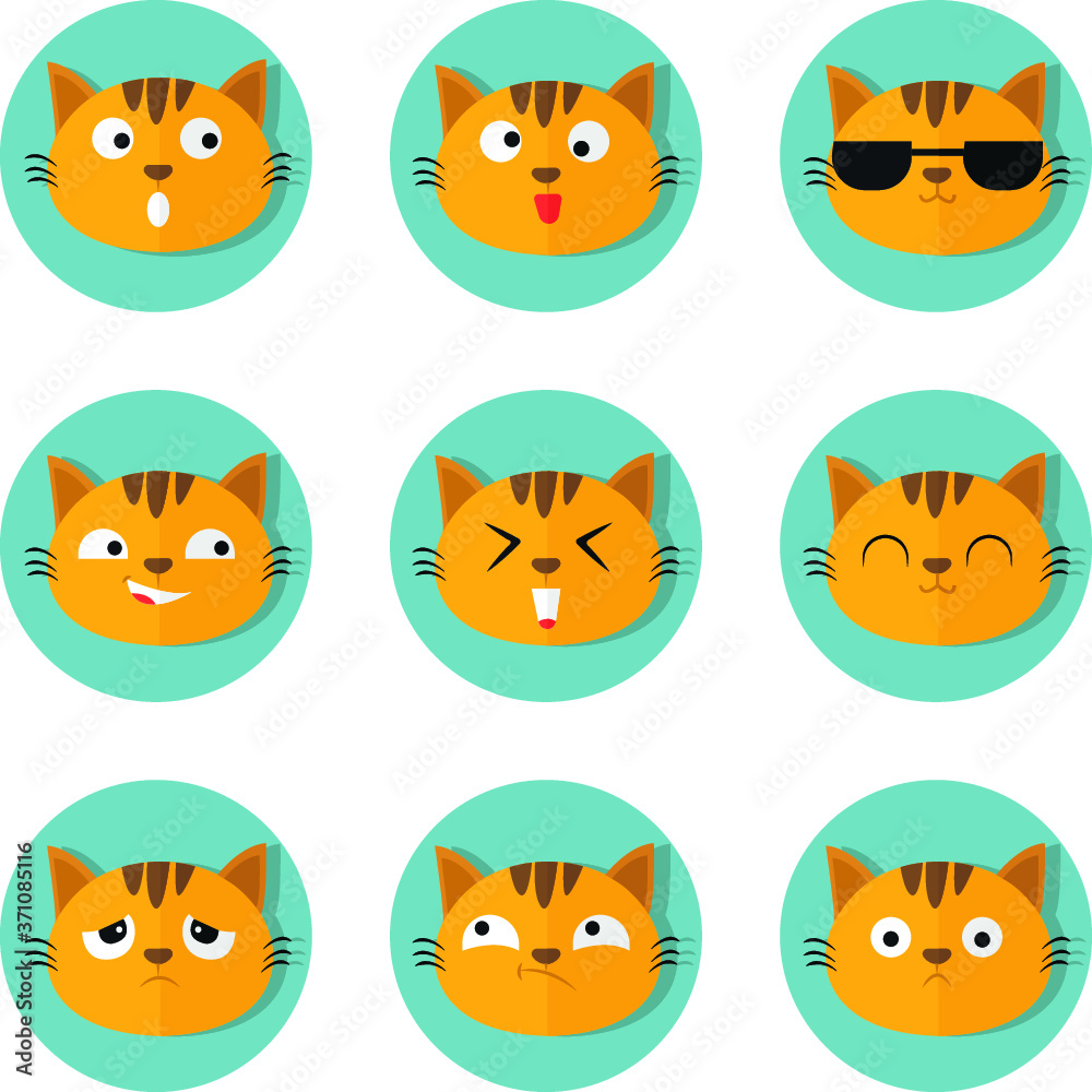 set of funny cat emoticon
