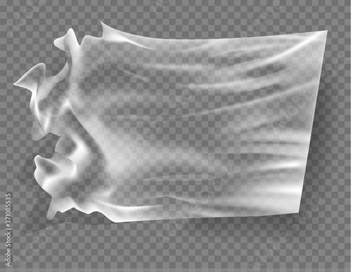 Close up vector on a plastic transparent cellophane bag on white background. The texture looks blank and shiny.