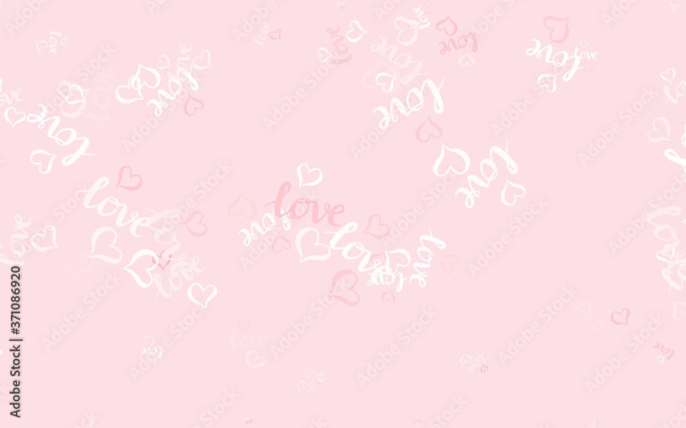 Light Red vector background with Shining hearts.