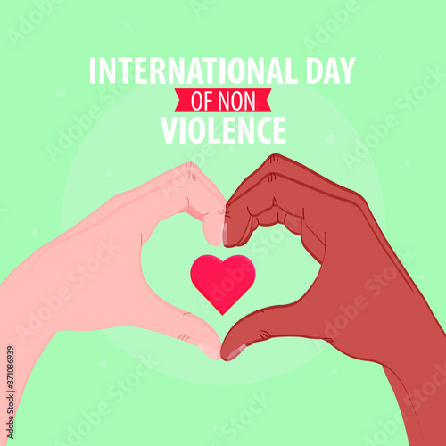 Non-violence day vector, hands forming a heart