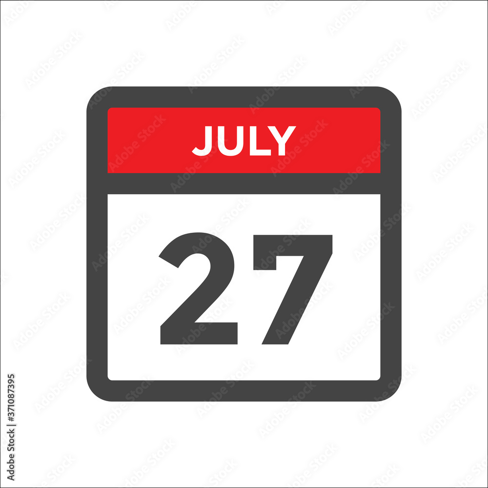 July 27 calendar icon with day of month July 27 calendar icon with day of month