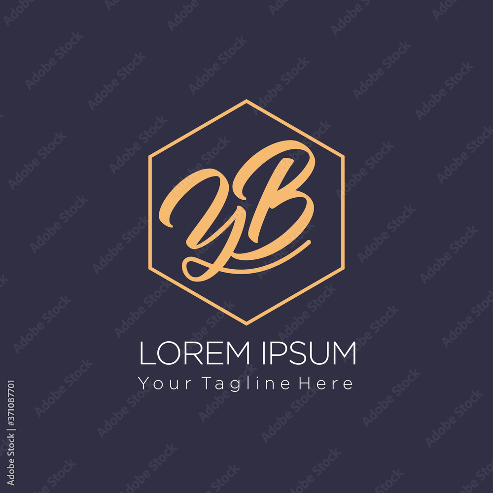 Initial letter logo YB, BY, logo template, with hexagonal shape Initial letter logo YB, BY, logo template, with hexagonal shape