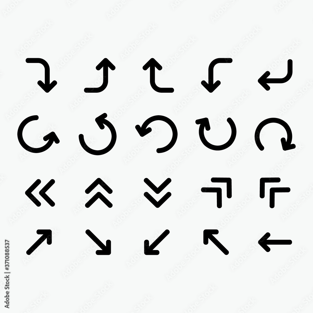 set of arrows icon isolated on gray background set of arrows icon isolated on gray background