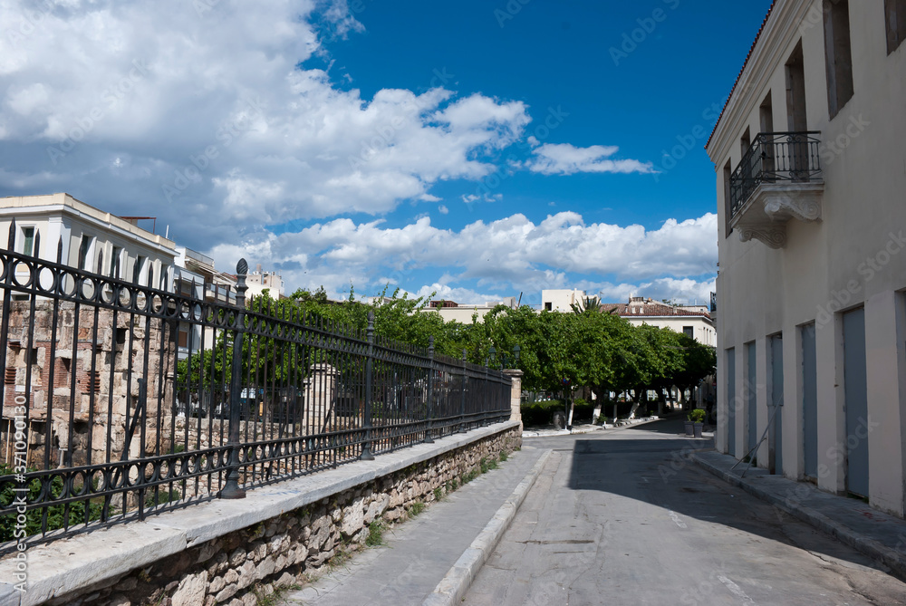 Plaka neighborhood, Athens, Greece, May 2020: The city of Athens deserted during the coronavirus quarantine 